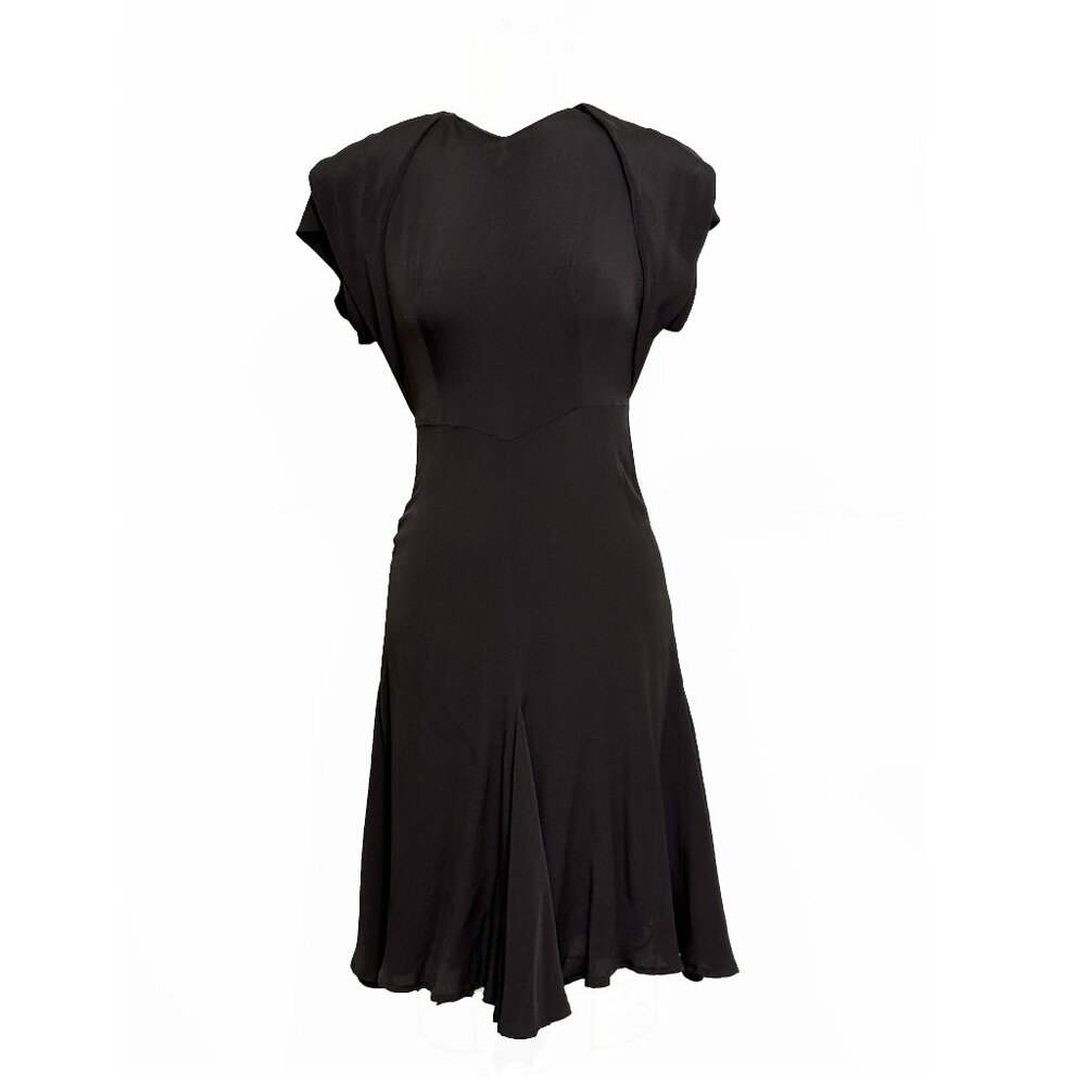 Vintage Saks Fifth Avenue Minimalist Midi Black Dress - Size 2